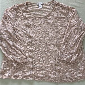Sillouettes sexy lace 2X stretch top champagne blush